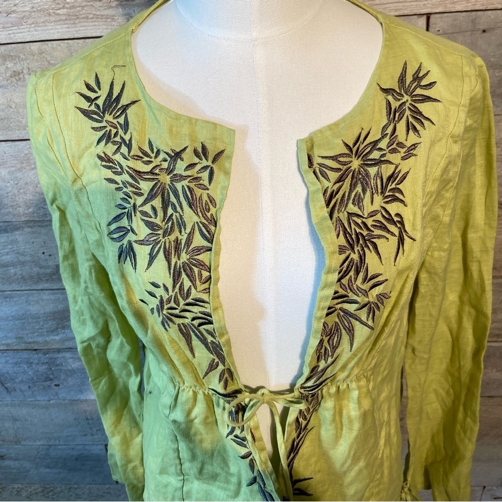 🛍️3/$30 Jax women's chartreuse coloured boho embroidered tunic in size 8 - Picture 6 of 8